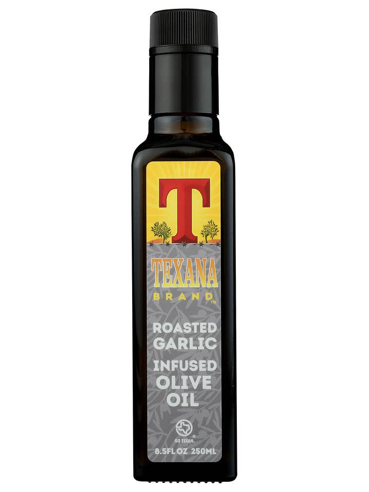 Texana Brand Roasted Garlic Olive Oil 8.5 fl oz (250ml) for wholesale by Texana Brands