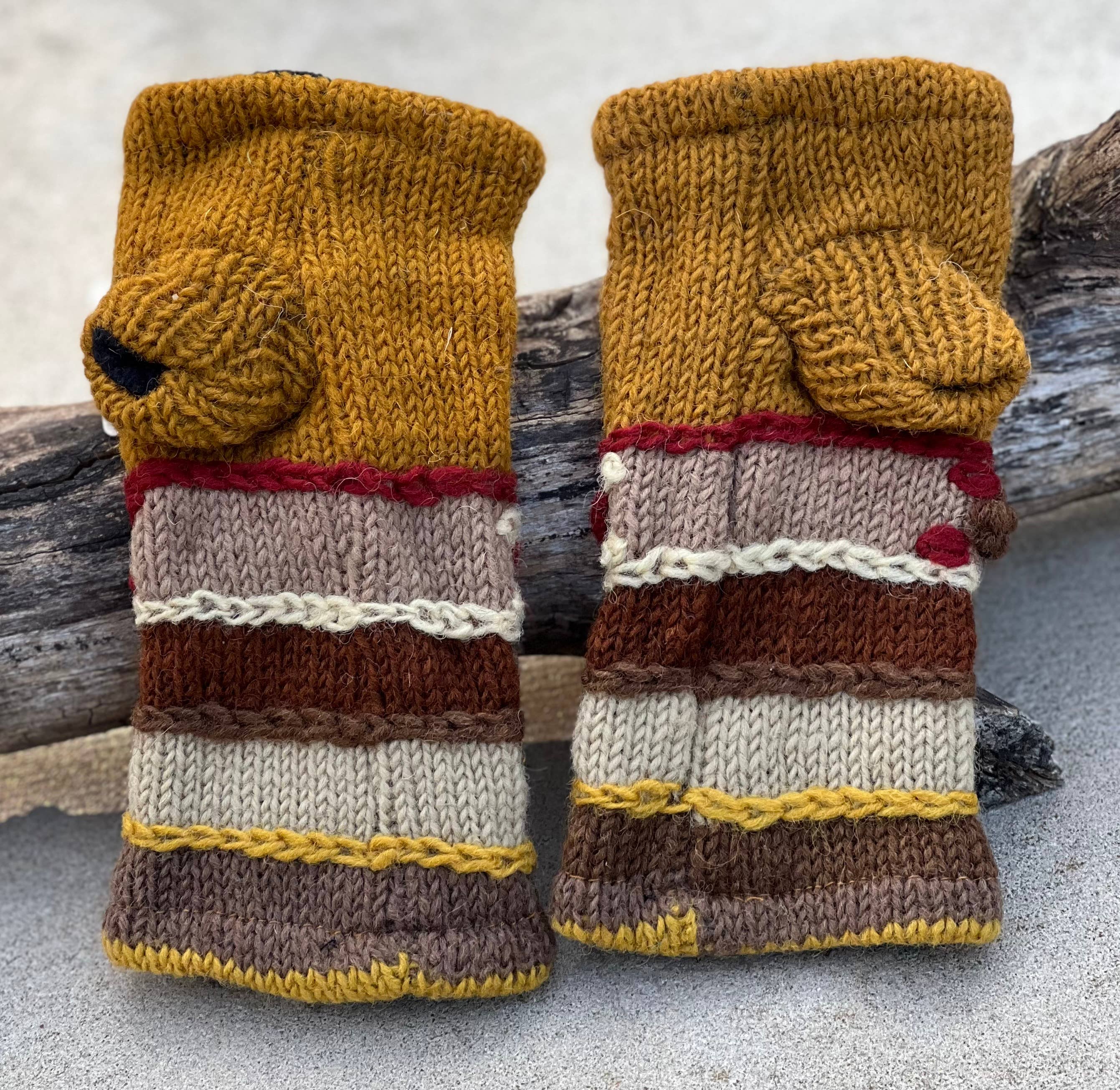 Lungta Imports – Engroshandel Handsker - Dame – Fingerløse, håndstrikkede uldhandsker med fleecefor - håndvarmer19