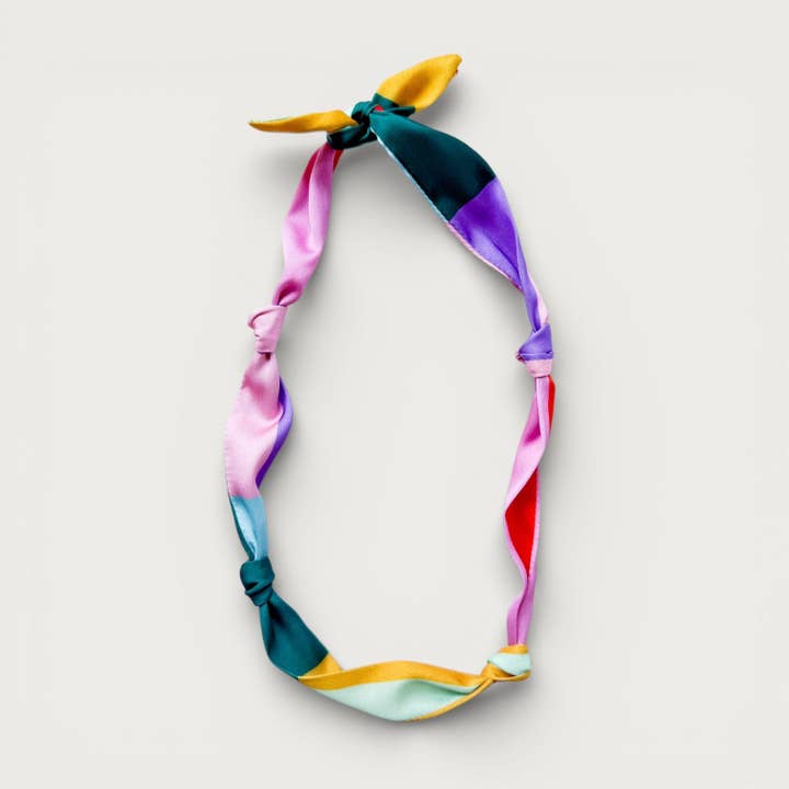 Bright Plaid Silk Scarf Necklace for wholesale by ETHICGOODS