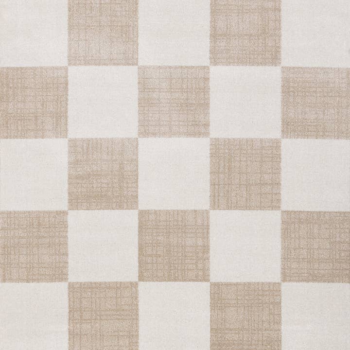 Century Cream Beige Checkerboard Pet-Friendly Area Rug for wholesale on Faire1