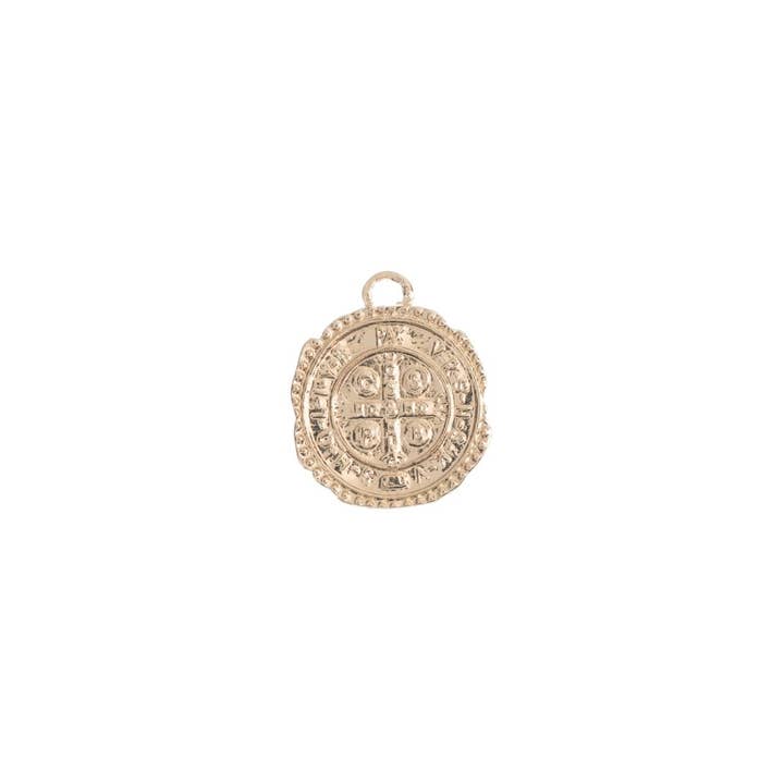 Dainty 18k Gold Filled Rustic Cross Coin Charm Vintage Medallion for Bracelet Necklace Pendant Earring Findings for Jewelry Making C-238 for wholesale by Aim Eternal