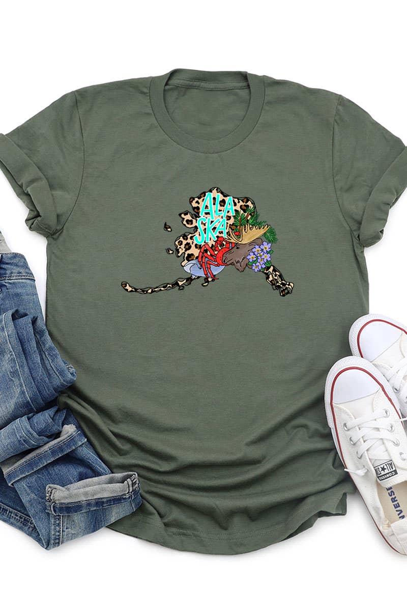 COLORBEAR – wholesale T-shirt med logga - Dam – Alaska STAT HANDRITAD GRAFISK T-SHIRT12