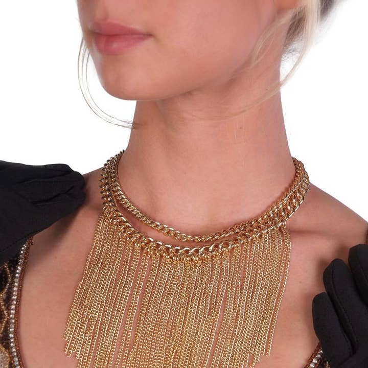 Western Fashion - Wholesale Bib Necklace - YN2028 - Necklace 2 Layered Fringe