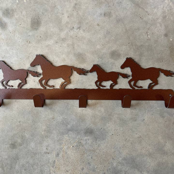 Horse Wall Hooks Robe Backpack Hooks Running Horses for wholesale by Arellano Studios
