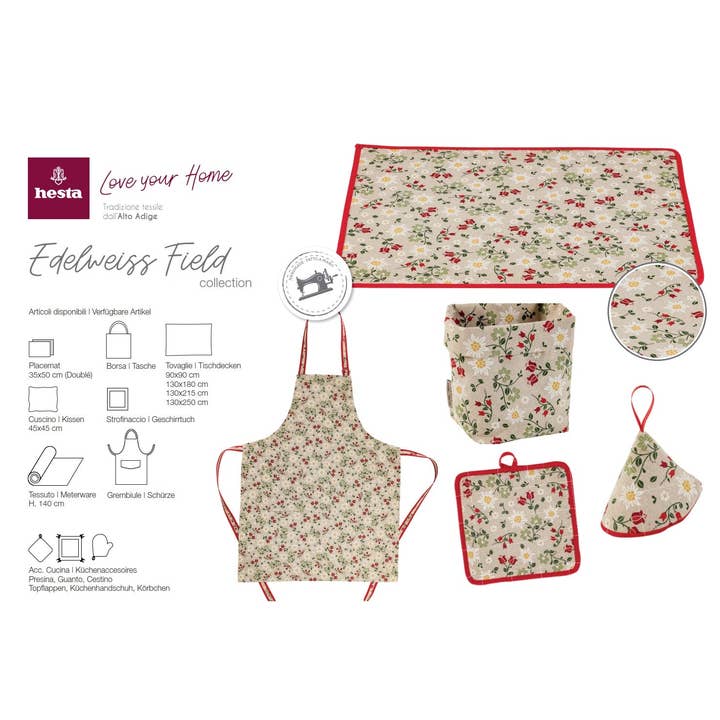 Hesta - Venta al por mayor Cestas - Panera EDELWEISS FIELD, tela estampada