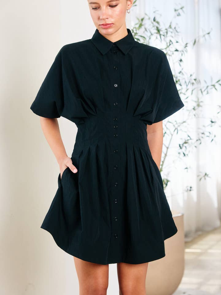 Wide Pintuck Shirt Dress - RD1210 for wholesale by RAISONNEL