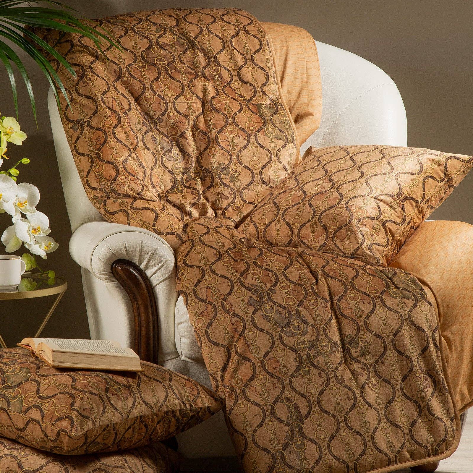 caleffi spa - Wholesale Throw Blanket - Velvet plaid for Geo Morsetto Cuoio Alviero Martini warm sofa0