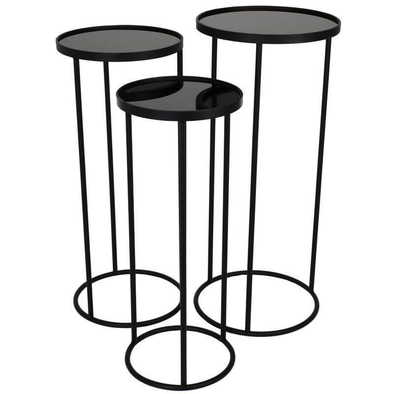 Trendhero.nl/b2b - Wholesale Patio Table - Round Table Set of 3 - Black Metal - Ø33 x ↑ 75 cm0