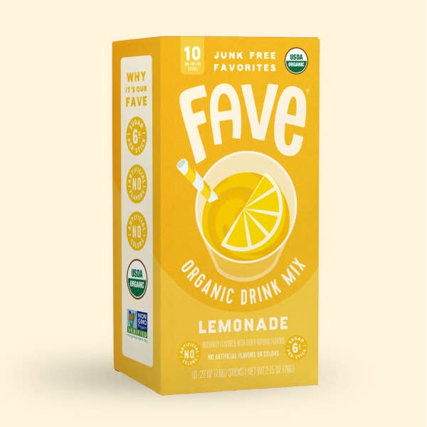 Fave Organic Drink Mix Lemonade 10ct for wholesale by Fave