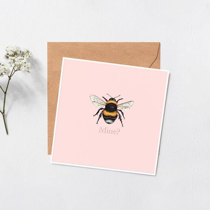Bee Mine? Card-Valentines Day-Be My Valentine Card-Bee Card for wholesale by Svhillustration