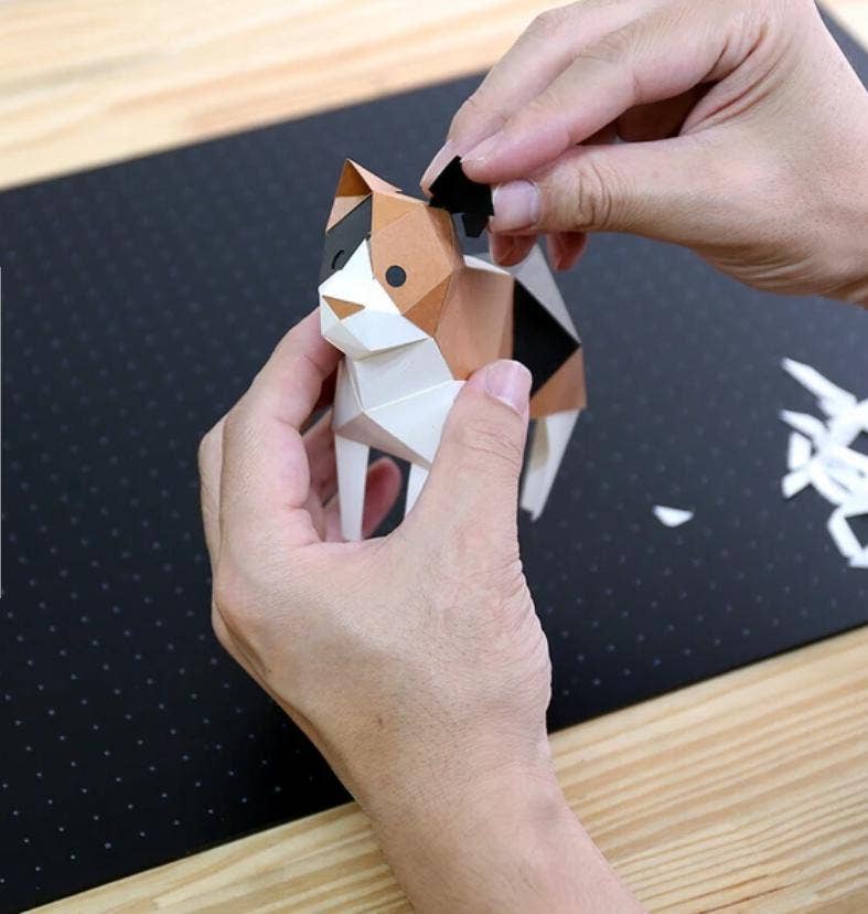 「FUNJI」In Japan – wholesale DIY-pysselkit – KAKUKAKU Calico Cat DIY Origami Pappershantverkskit6