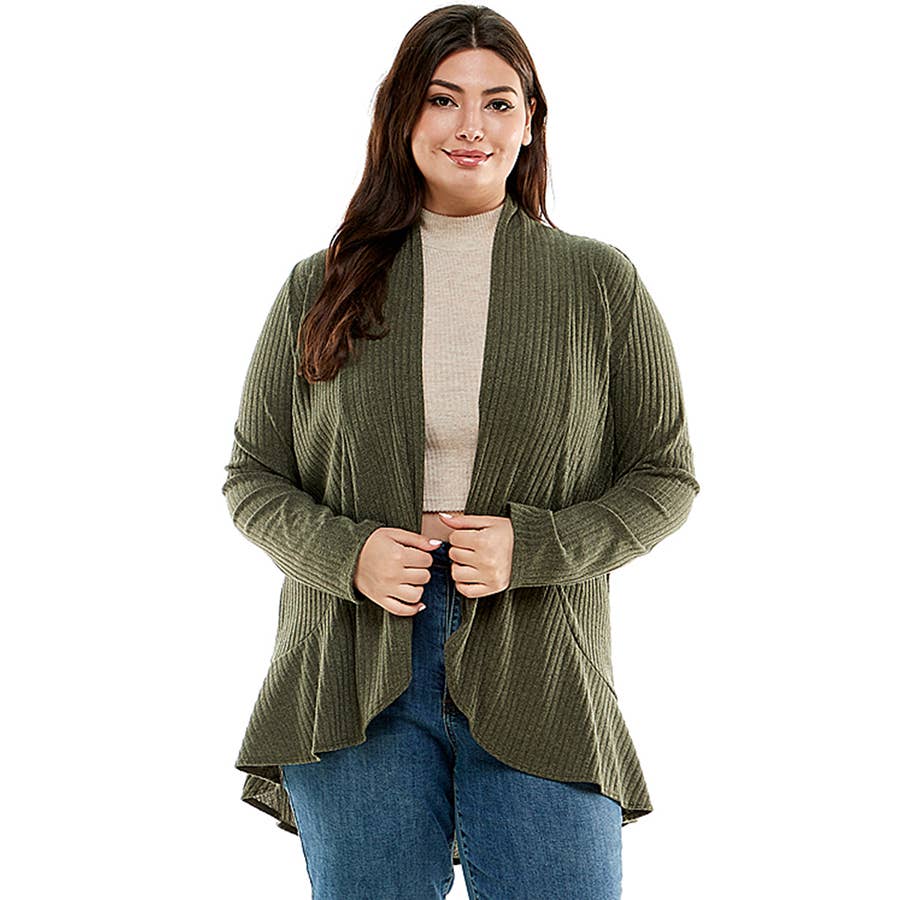 Azules Clothing – Großhandel Strickjacke – Damen – AJK-3016HCX-Plus-Damen-Strickjacke mit langen Ärmeln und Rüschen18