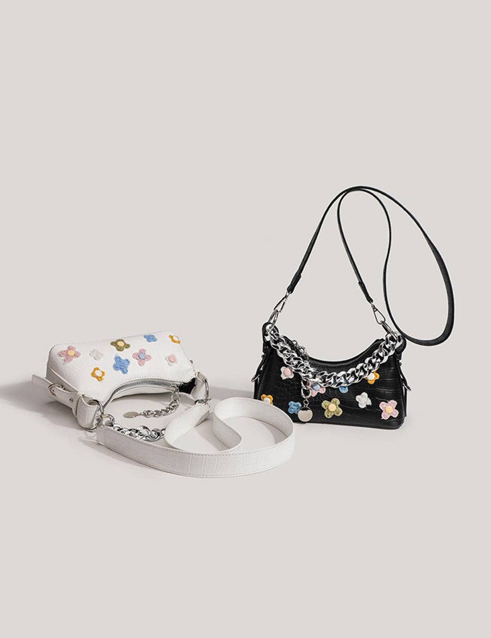 Dipped Shop - Vente Sac porté épaule – femme - Sacs à bandoulière chaîne jacquard à fleurs colorées DP25D6571