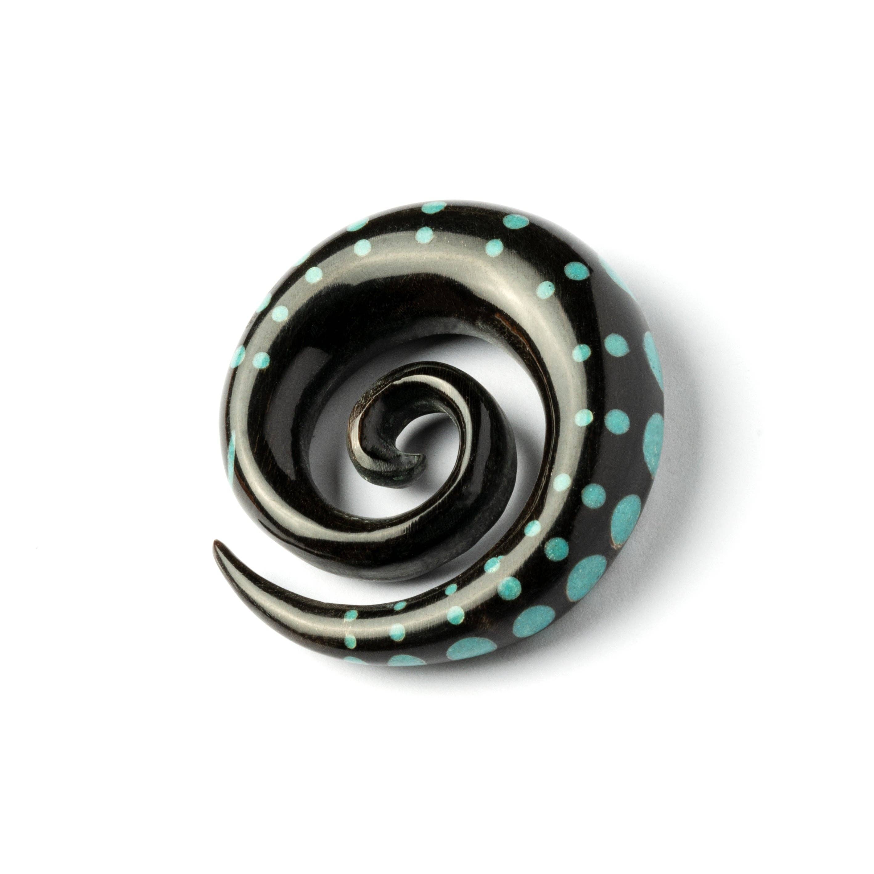 Tribu - Wholesale Gauge/plug earrings - Dotted Spiral Gauges with Stone Inlay2