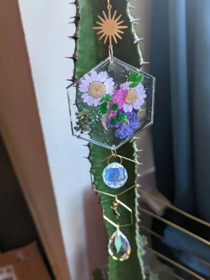 Hexagon sun catchers for wholesale by Paige Alexander