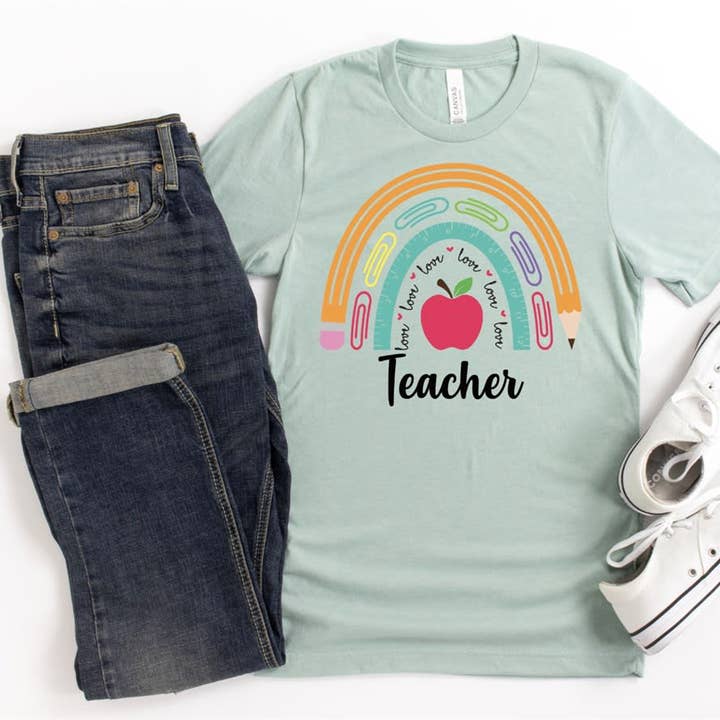 Teacher Gift Graphic Tees | Pencil Rainbow Teacher for wholesale by MELODY FAYE