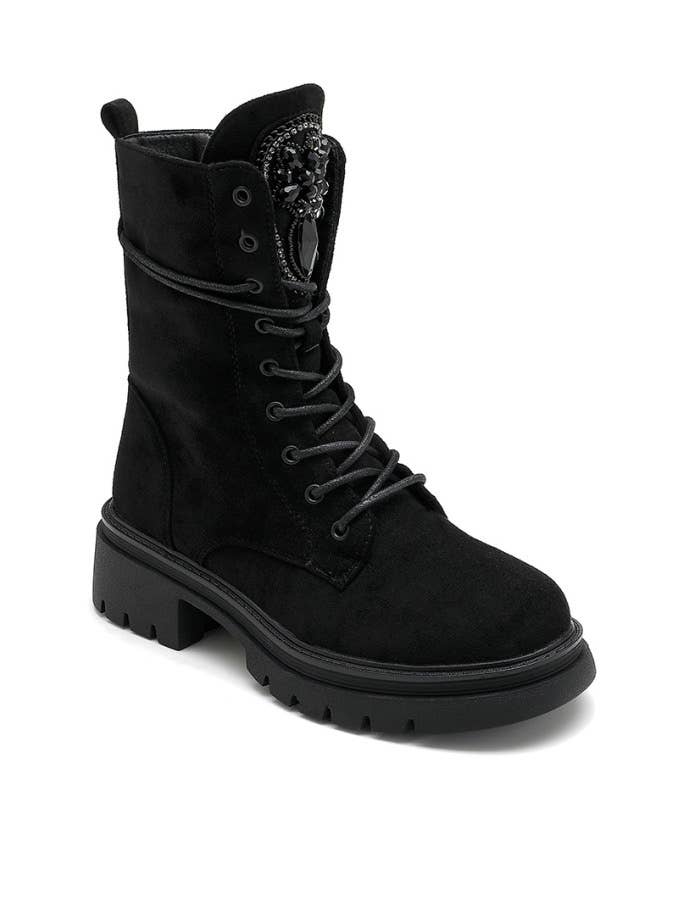 Joia Paris - Wholesale Booties - Women's - WZ-79 lace-up wedge ankle boots with rhinestones