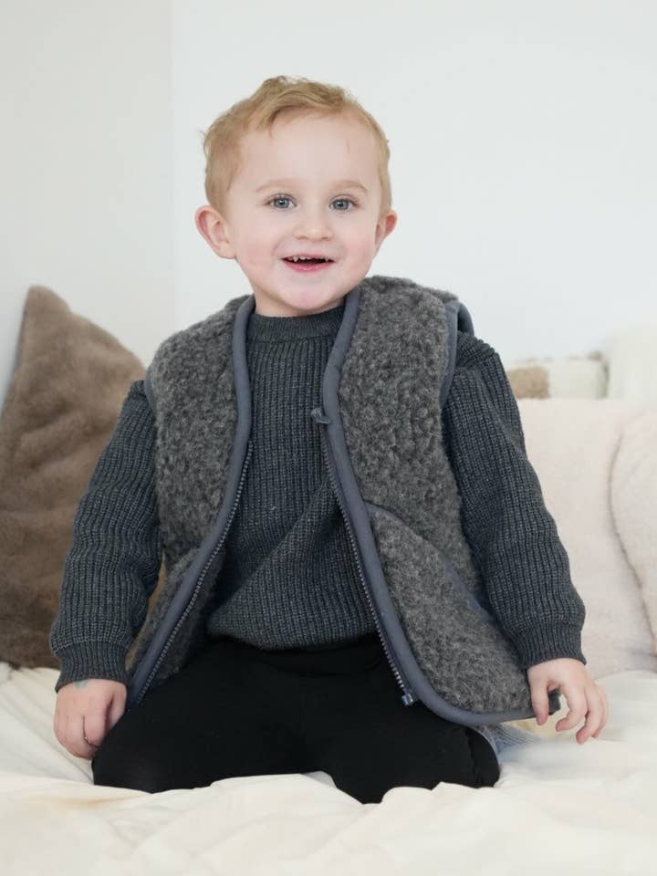 Colete de lã antracite por atacado de Schaapmaatje