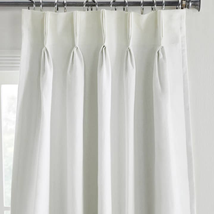 Oxford Linen Cotton Pinch Pleat Curtain, White for wholesale on Faire2
