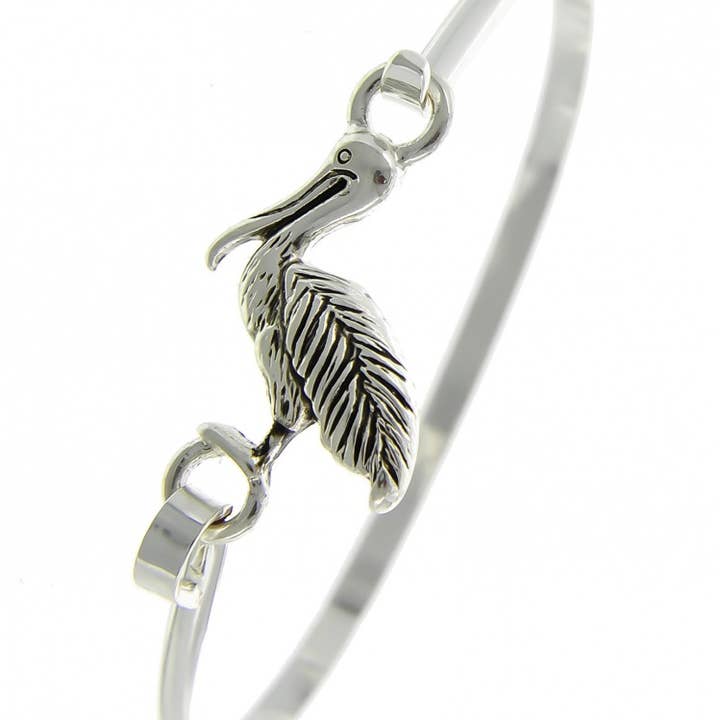 FR2637 Antique Silver Pelican Bird Casting Bangle Bracelet for wholesale by 0011 PREMIERE