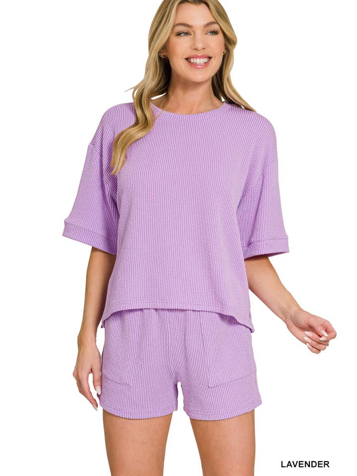 42POPS – wholesale Top & pants set (NOT Loungewear) – Women's – `.Corded Rib Tee & Drawstring Shorts 2pc Set30