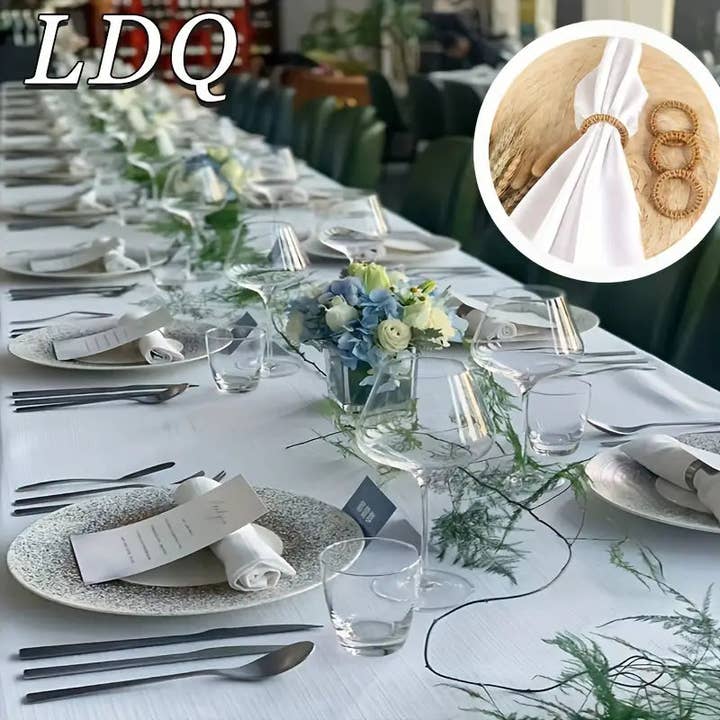 Huis Van Merken - Wholesale Napkin Ring - 6-Pack Bohemian Rattan Woven Napkin Rings3