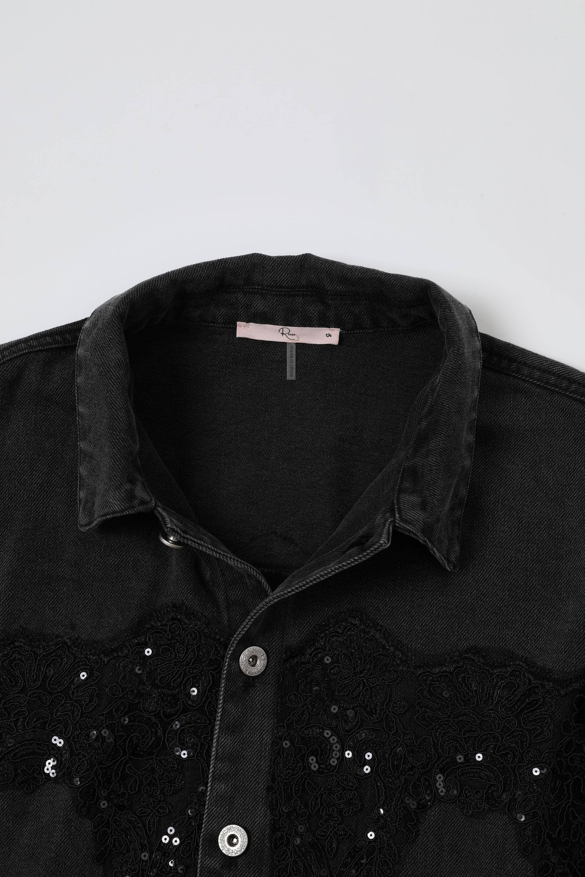 RIVIR - Wholesale Denim Jacket - Women's - Sequin Kissed Denim Jacket11