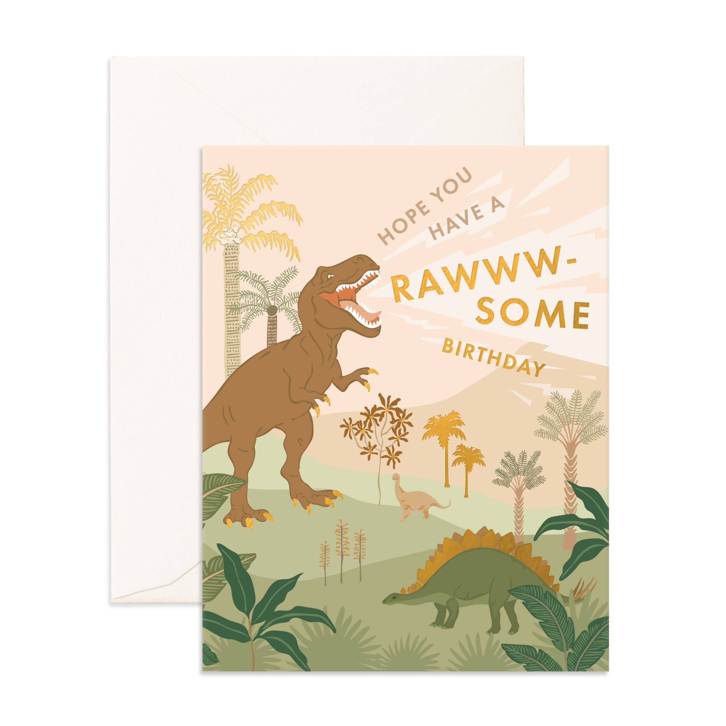 Fox & Fallow - Wholesale Birthday card - Rawww-some Birthday Dinos Greeting Card0