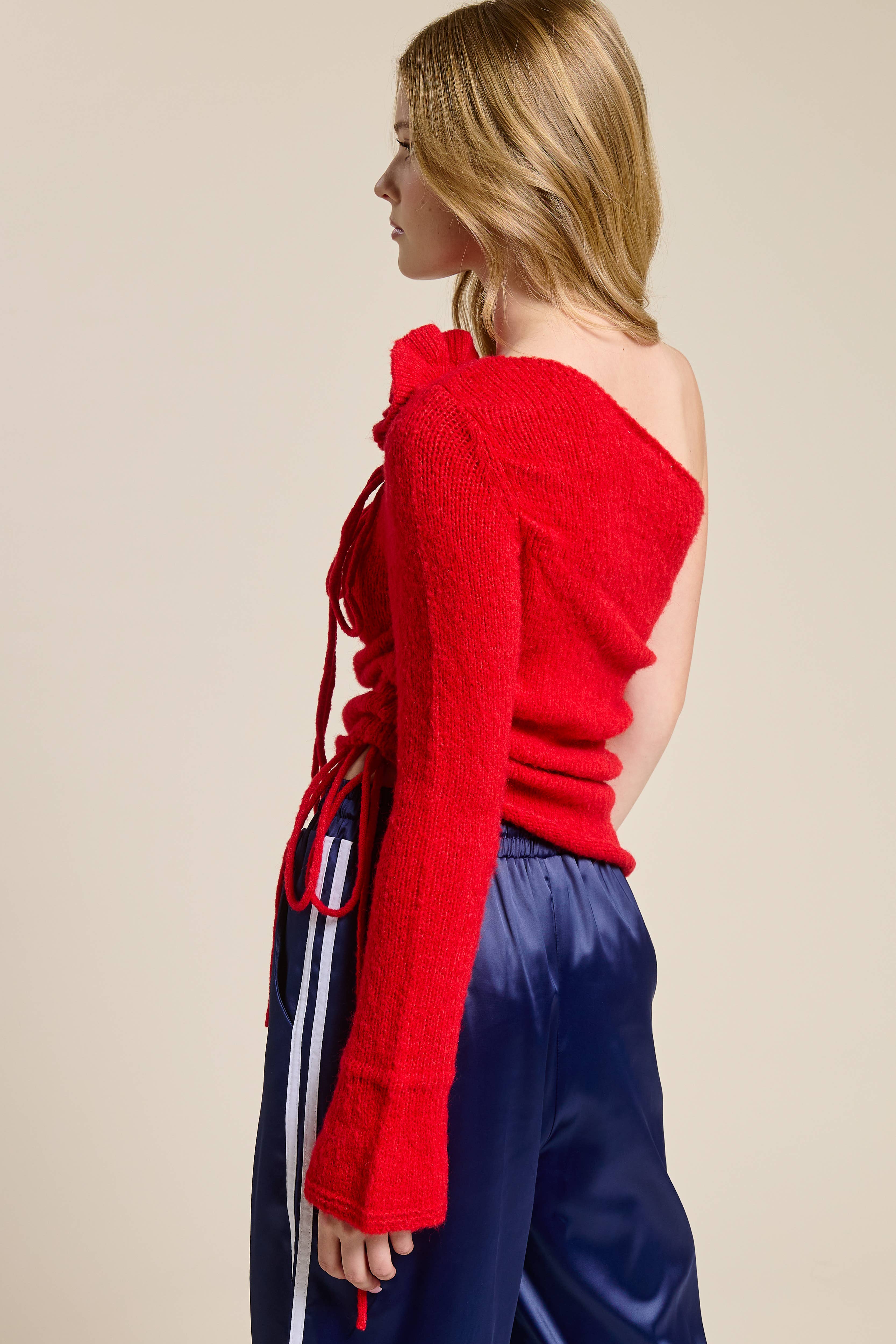 Mimosa - Wholesale Knit Top - Women's - One Shoulder Floral Embellishment Knit Top18