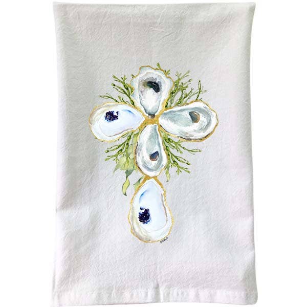 B McVan Designs - Wholesale Tea Towel - Oyster Cross Flour Sack Towel1
