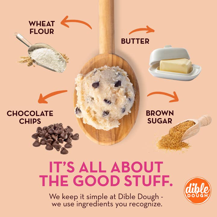 Dible Dough, LLC - Wholesale Cookie - Chocolate Chip Cookie Dough Bar 4