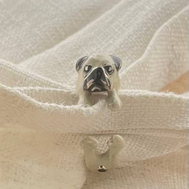 Gabbo Design - Venta al por mayor Anillos grandes/de cóctel - Anillo Pug For Her de plata 925 hecho a mano con un santo italiano3