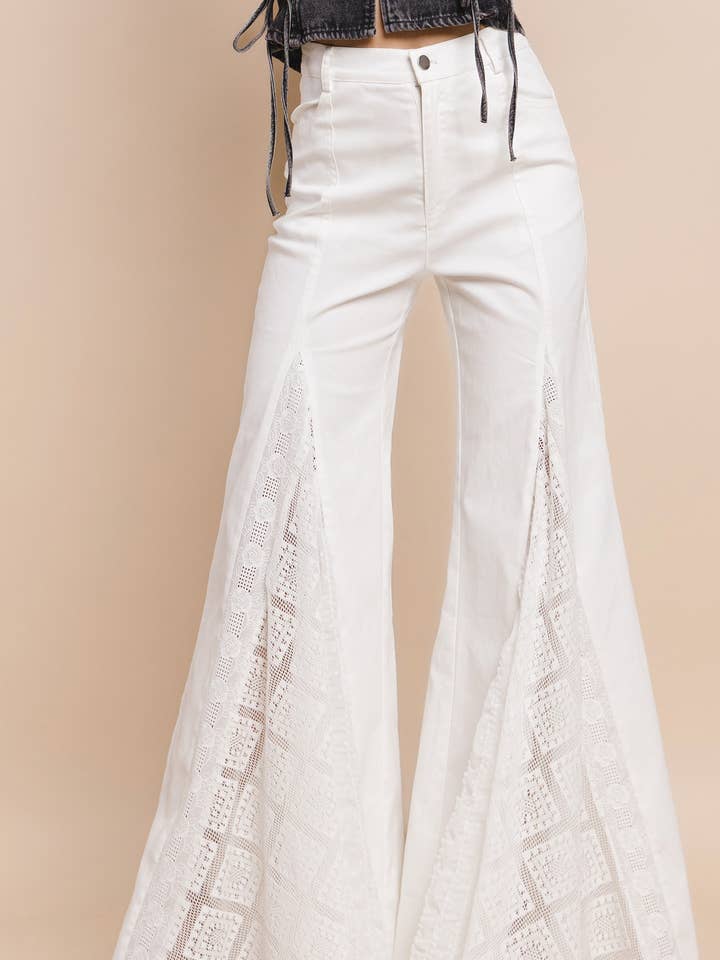 PANTALON ÉVASÉ FLUIDE EN MAILLE CÔTELÉE DOUCE À TAILLE ÉLASTIQUE pour la vente par Bestto