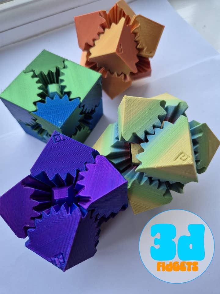 Fidget Gear Cube Colourful sensory fidget toy for ADHA autism and stimming for wholesale by 3dFidgets