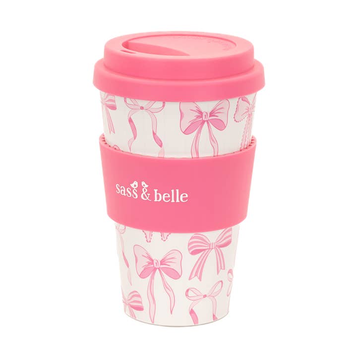 Bow Travel Coffee Cup for wholesale by Sass and Belle