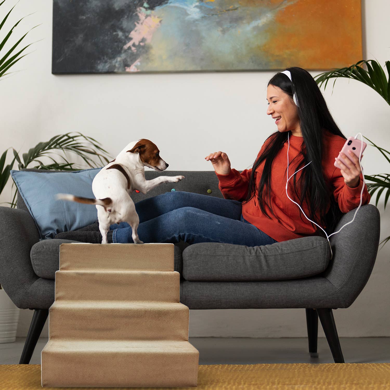 Precious Tails - Vente Escalier et rampe – chat et chien - Precious Tails Escalier pour animaux de compagnie en mousse haute densité 4 étapes14