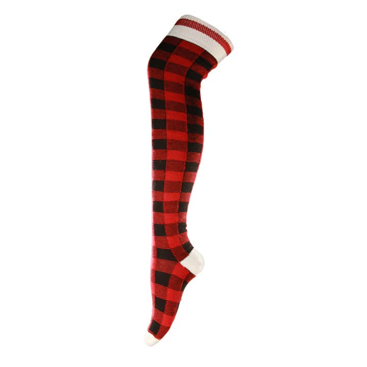 POOK – wholesale Socks – Unisex – Pook Thigh High Sky Highs - Red Plaid