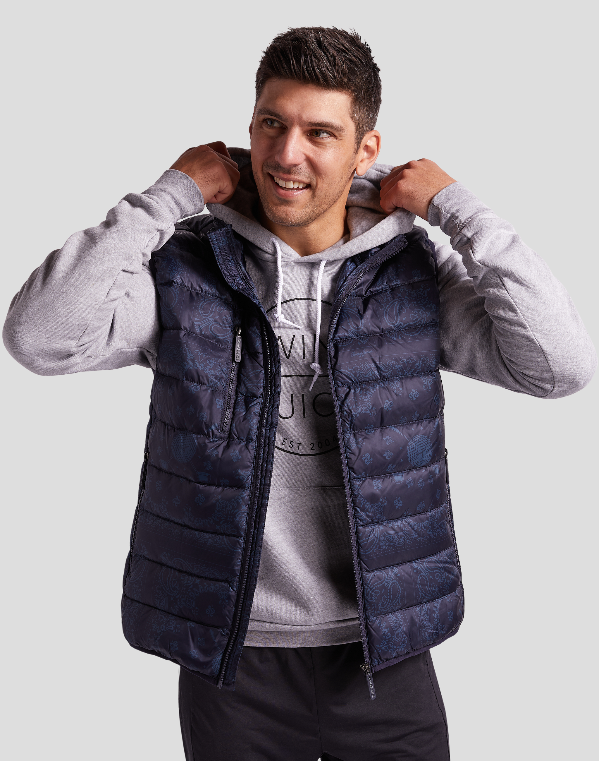 Navy Golf Bandana Packable Puffer Vest for wholesale on Faire5