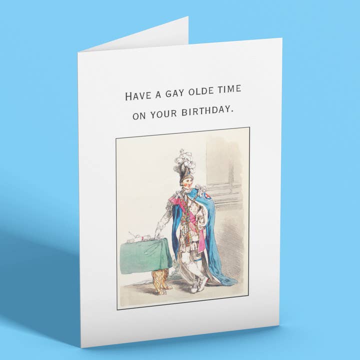 Funny Blank Birthday Card - Gay Olde Time for wholesale by Mabelgram