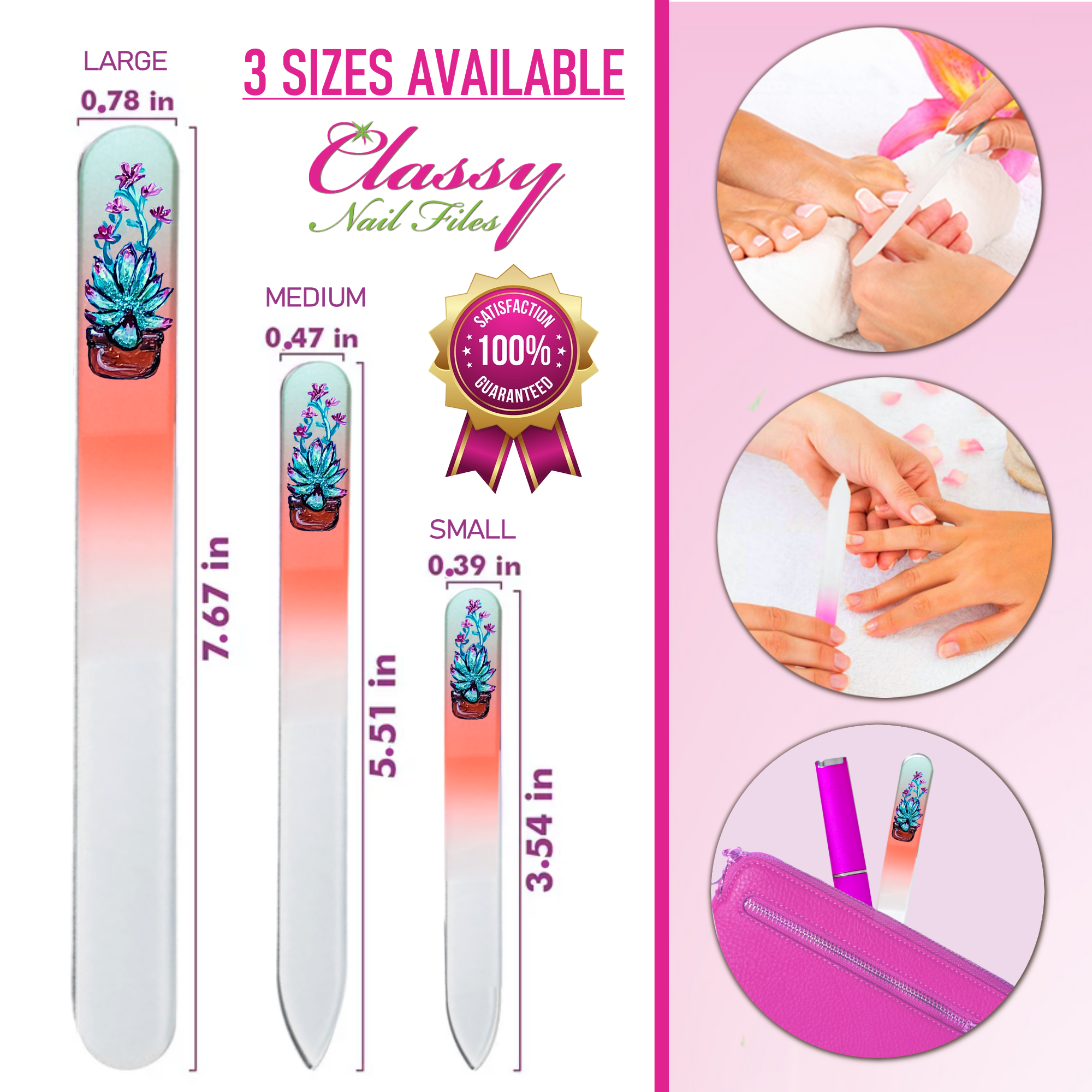 Classy Nail Files - Wholesale Nail File - Succulents Cactus Colored Hand Painted Crystal Nail File1