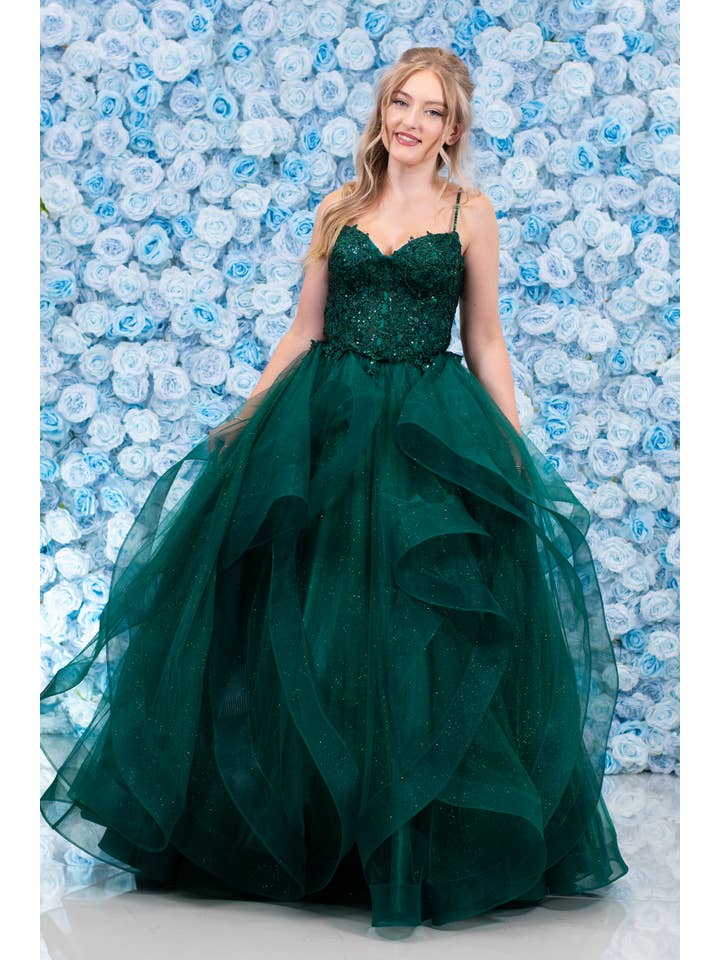 Malia Ruffle Dark Green for wholesale on Faire7