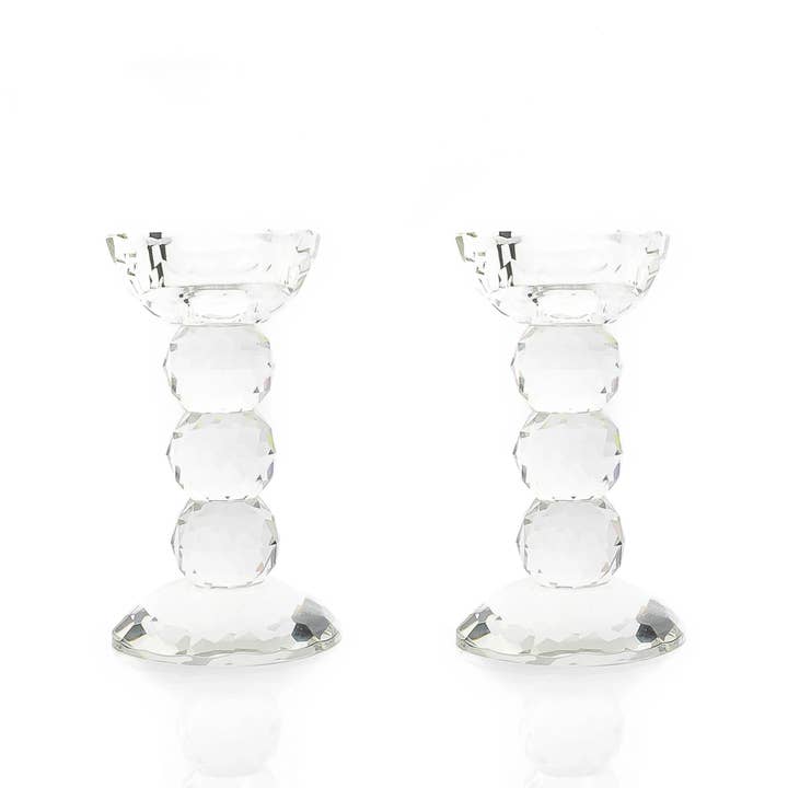 Lainy Home – wholesale Candle holder – Pair of 6" Crystal Ball Candlesticks