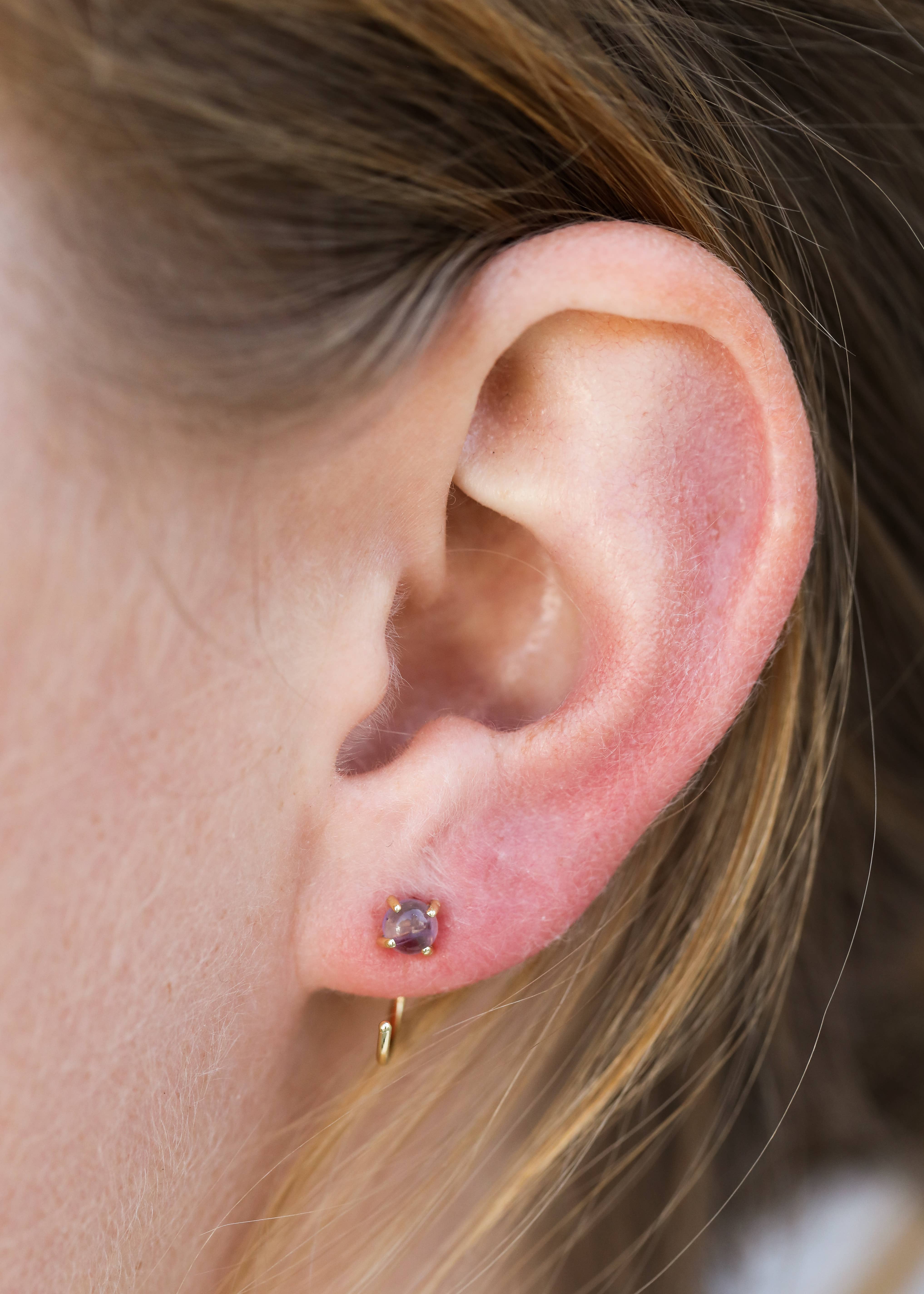 JaxKelly – wholesale Huggie earrings – Huggies - Amethyst - Gold Earrings3