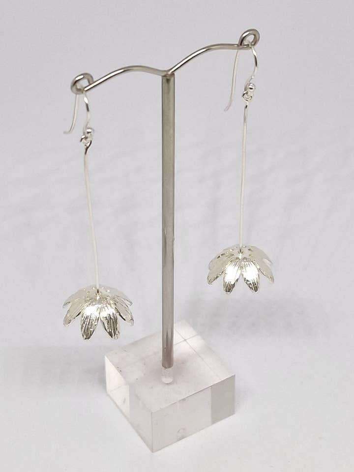 Celandine lampshade drop earrings, hand made from Sterling S for wholesale by Andrew O'Dell Jewellery