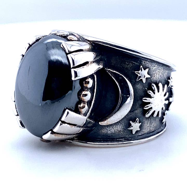 Hematite Sun Moon Star Unisex Ring for wholesale by Esprit Creations