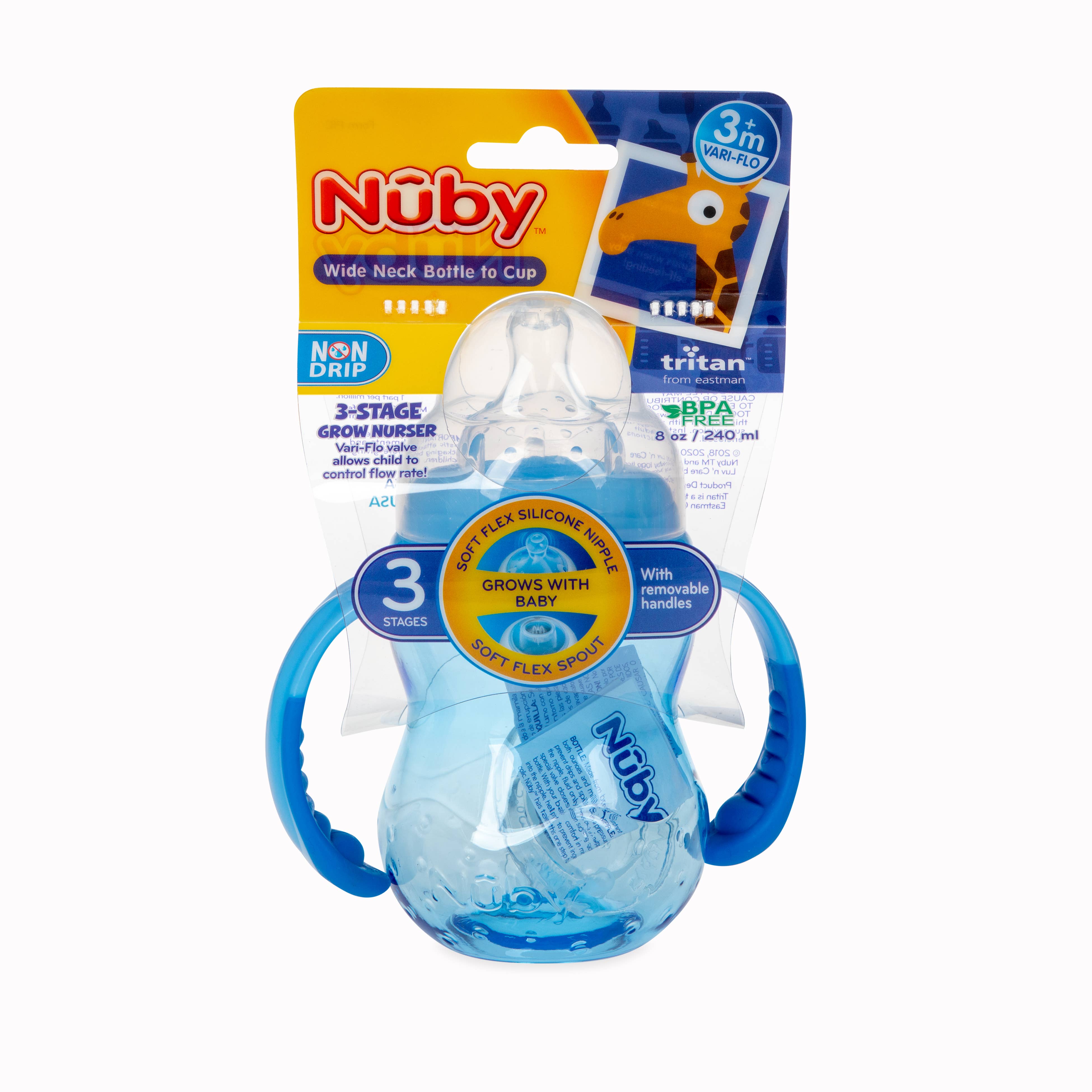 Nuby - Wholesale Baby Bottle - 3-Stage Grow with Me Bottle to Cup, 8 oz/240 ml8