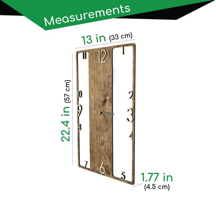 PromiDesign - Vendita all'ingrosso Orologi da parete - Grande orologio da parete rettangolare verticale in legno3