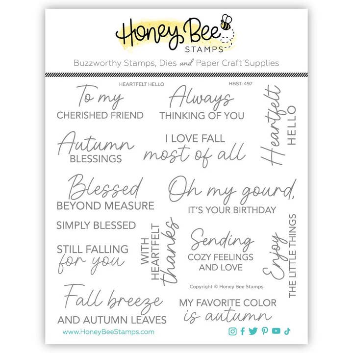 Heartfelt Hello - 6x6 Photopolymer Stamp Set for wholesale by Honey Bee Stamps