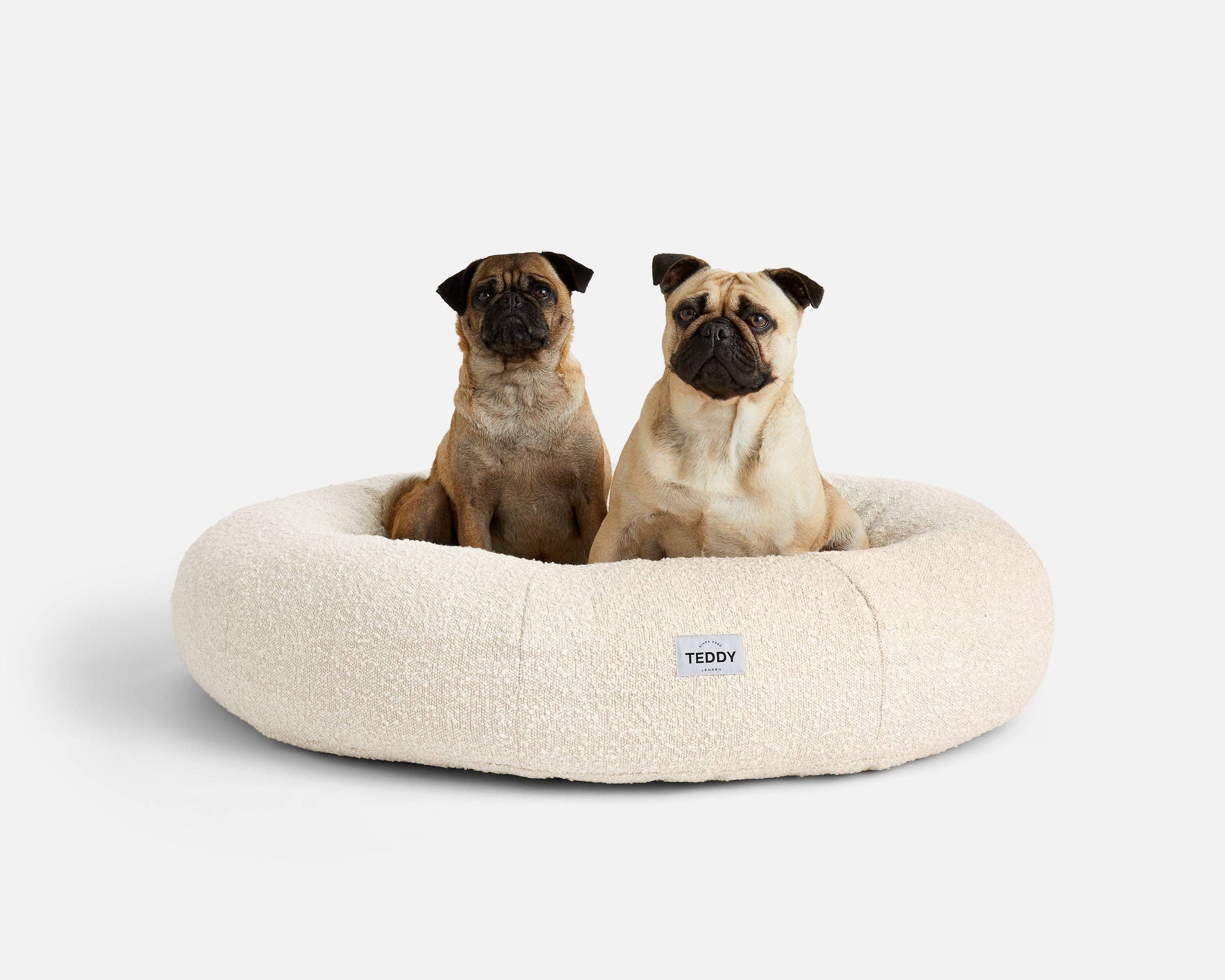 TEDDY LONDON – Großhandel Haustierbett – Hund – NEUES WEISSES WOLKENBETT MIT MITTELHOHEM BOUCLE-DESIGN0