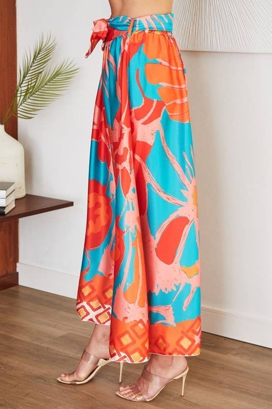 VENTI6 - Vendita all'ingrosso Gonna - Donna - GONNA MAXI IN RASO CON STAMPA CHINA ROSE (0816-CHINAROSE)5